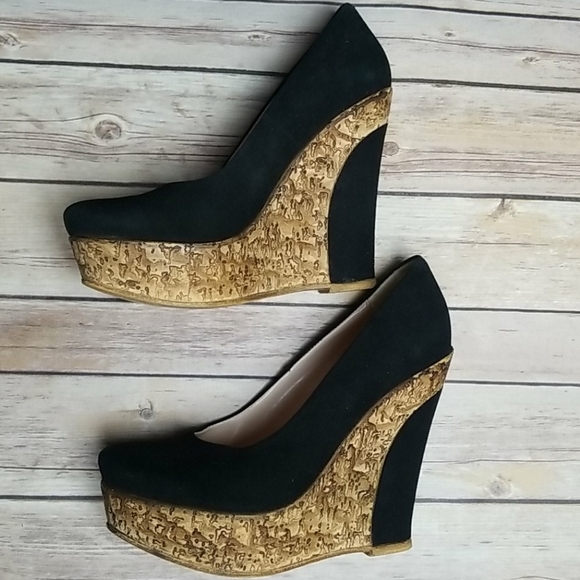 Referans - Suede Pumps with Cork Wedge Heels - Picture 2 of 8